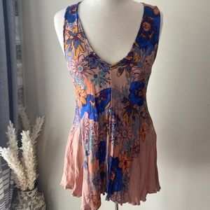 Free people floral sleeveless short dress or tunic